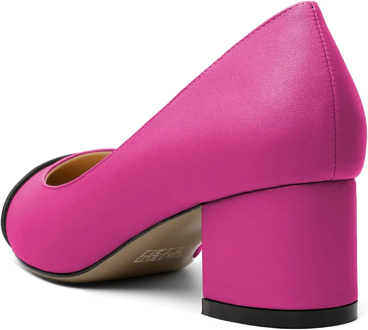 Zamikoo Women's Block Heel Pumps, Pointed Toe Slip on Classic Chunky Low Heel Cap Toe Dress Shoes for Office Wedding Work Evening 2 Inches