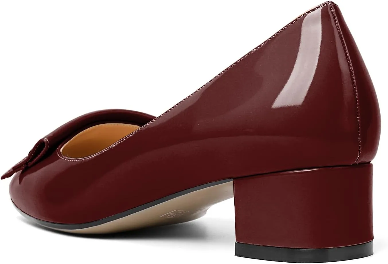 Zamikoo Women's Block Heel Pumps, Square Toe Slip-on Chunky Low Heels, Heeled Dress Shoes with Bow for Office Wedding Work Evening 1.5 Inches