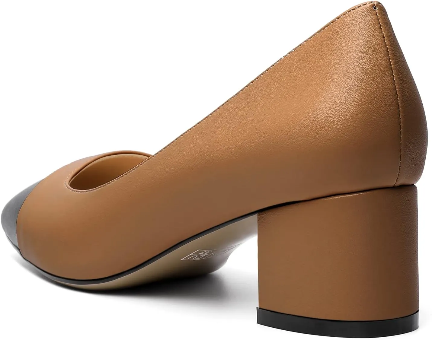 Zamikoo Women's Square Toe Block Heel Pumps, Slip on Chunky Low Heels, Cap Toe Classic Dress Shoes for Office Wedding Event Evening 2 Inches