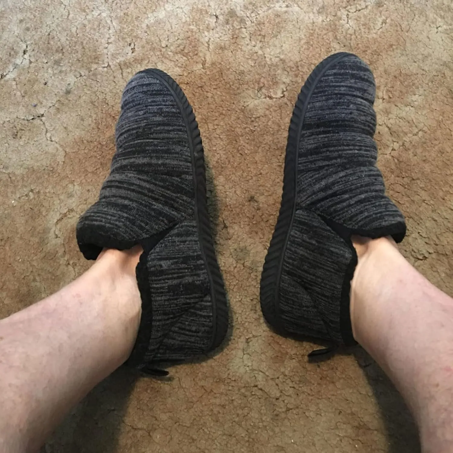 Zizor Men's Comfy Caterpillar Slippers Indoor Outdoor House Shoes, Warm Soft Knit Upper Fuzzy Fleece Lined Memory Foam Sole with Hard Bottom