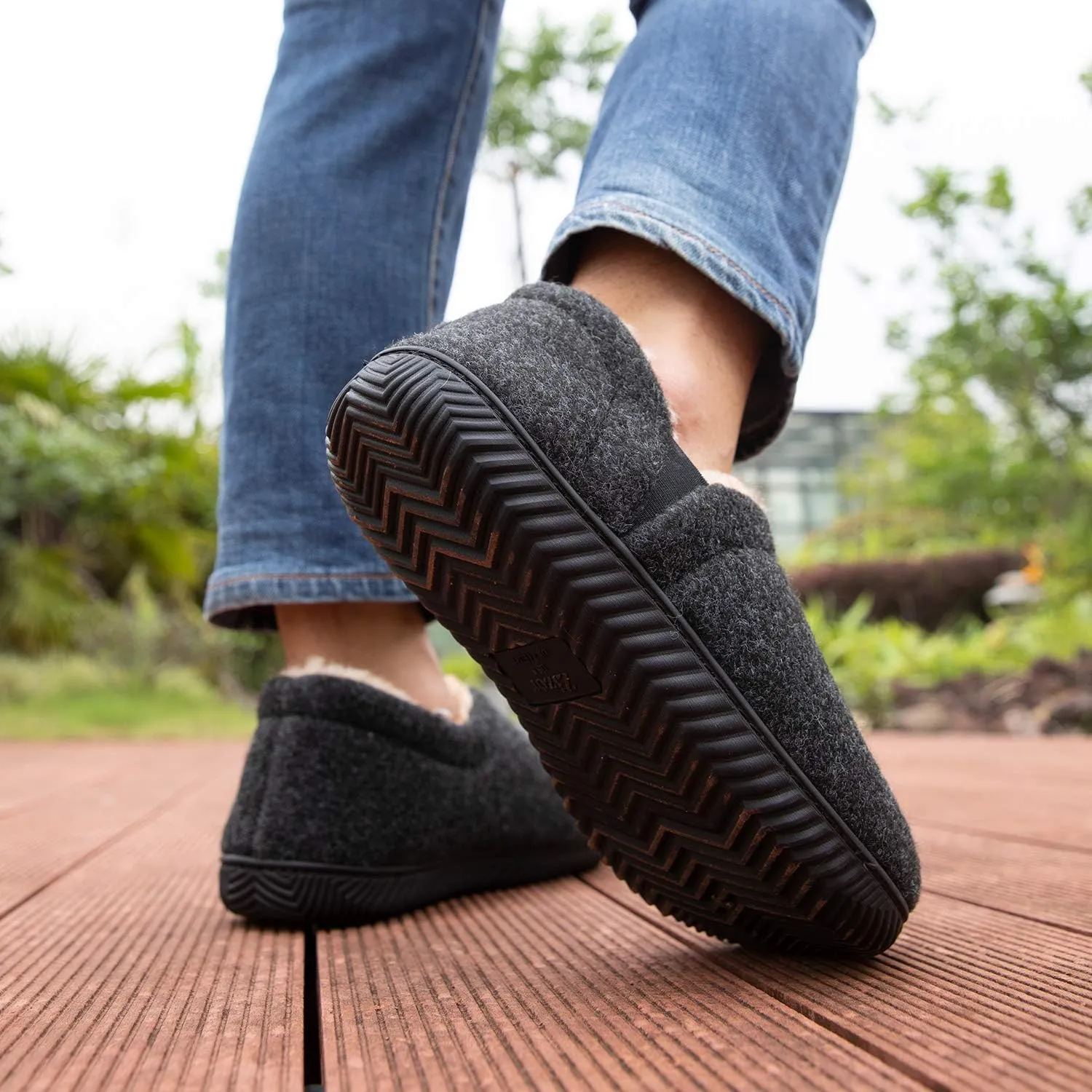 Zizor Men's Comfy Caterpillar Slippers Indoor Outdoor House Shoes, Warm Soft Knit Upper Fuzzy Fleece Lined Memory Foam Sole with Hard Bottom