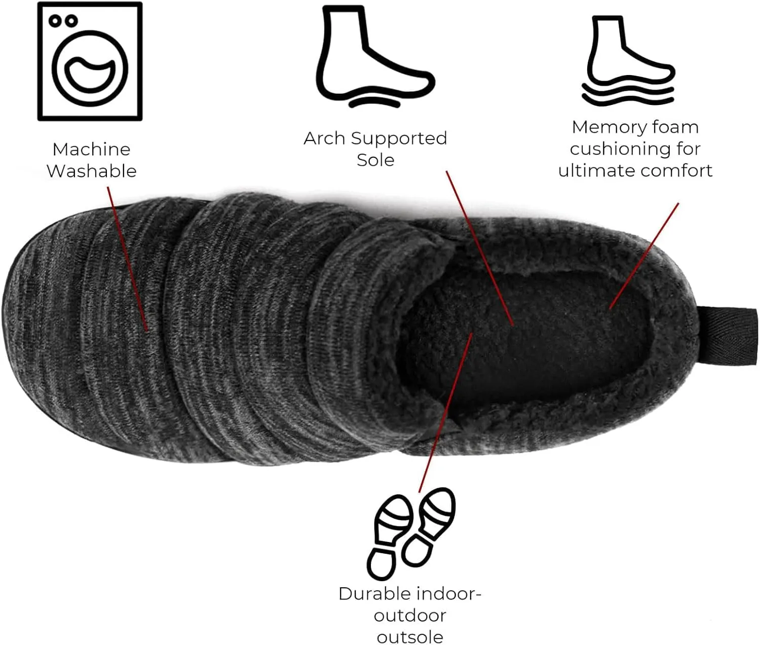 Zizor Men's Comfy Caterpillar Slippers Indoor Outdoor House Shoes, Warm Soft Knit Upper Fuzzy Fleece Lined Memory Foam Sole with Hard Bottom
