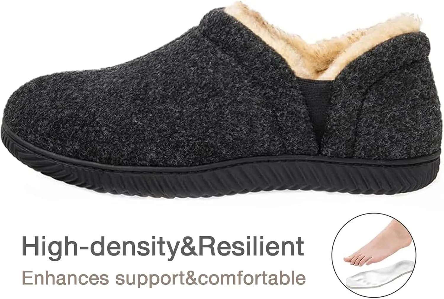 Zizor Men's Comfy Caterpillar Slippers Indoor Outdoor House Shoes, Warm Soft Knit Upper Fuzzy Fleece Lined Memory Foam Sole with Hard Bottom